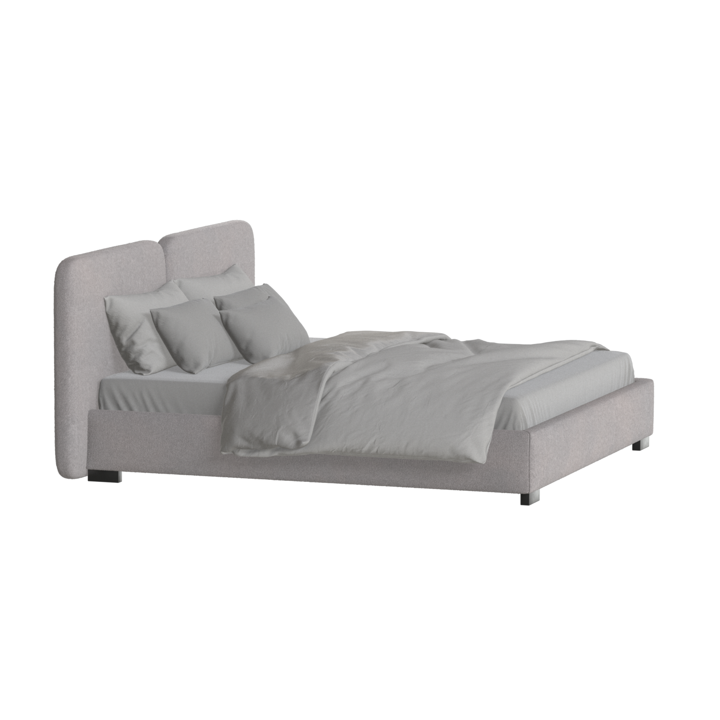 Lit double rembourré Chloé en tissu tissé doux