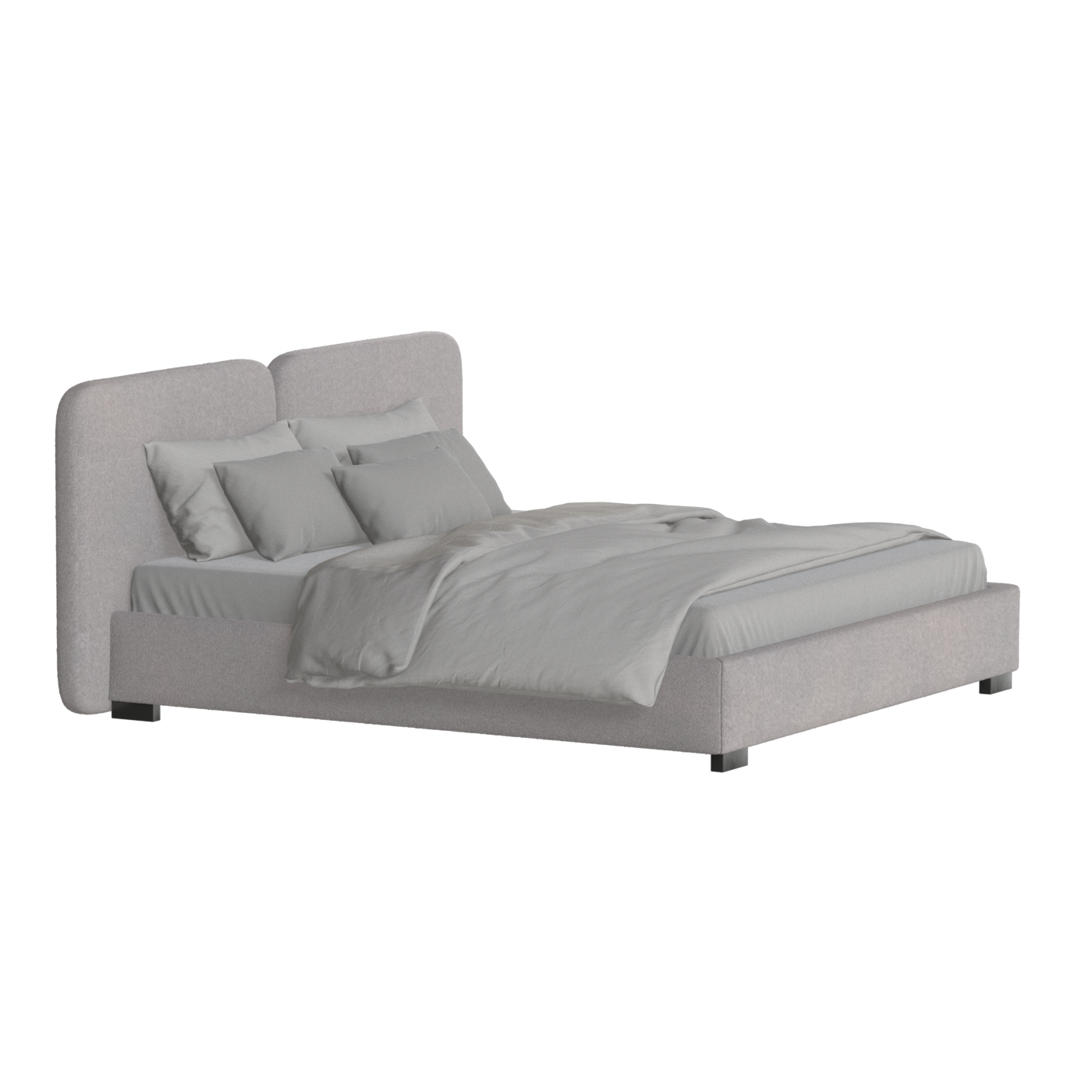 Lit double rembourré Chloé en tissu tissé doux