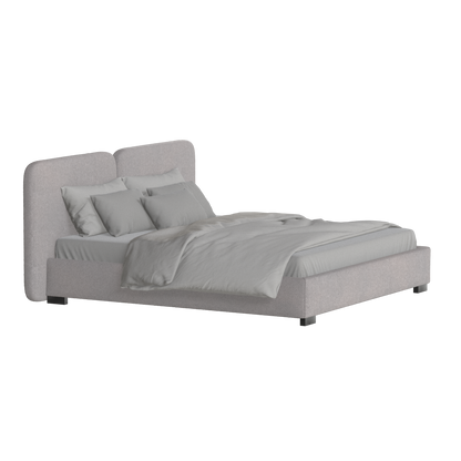 Lit double rembourré Chloé en tissu tissé doux