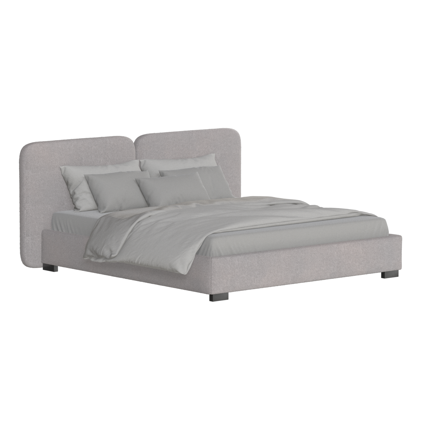 Lit double rembourré Chloé en tissu tissé doux