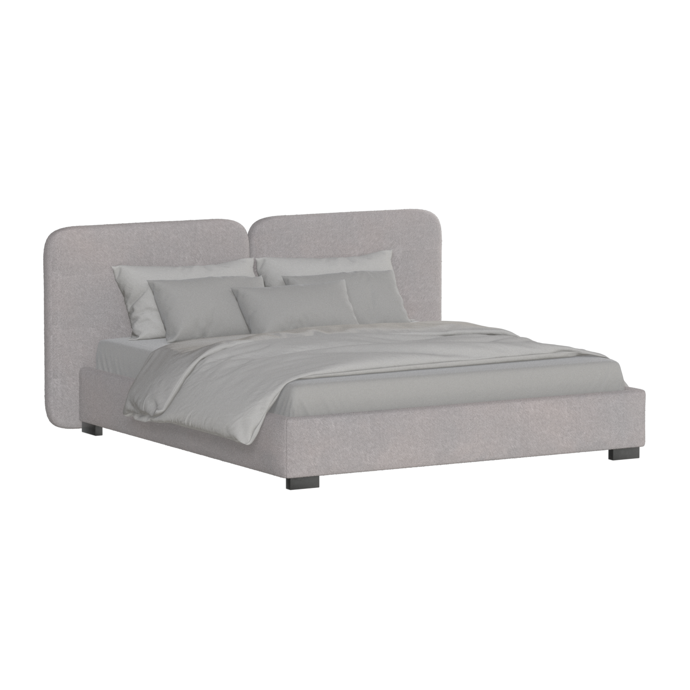 Lit double rembourré Chloé en tissu tissé doux