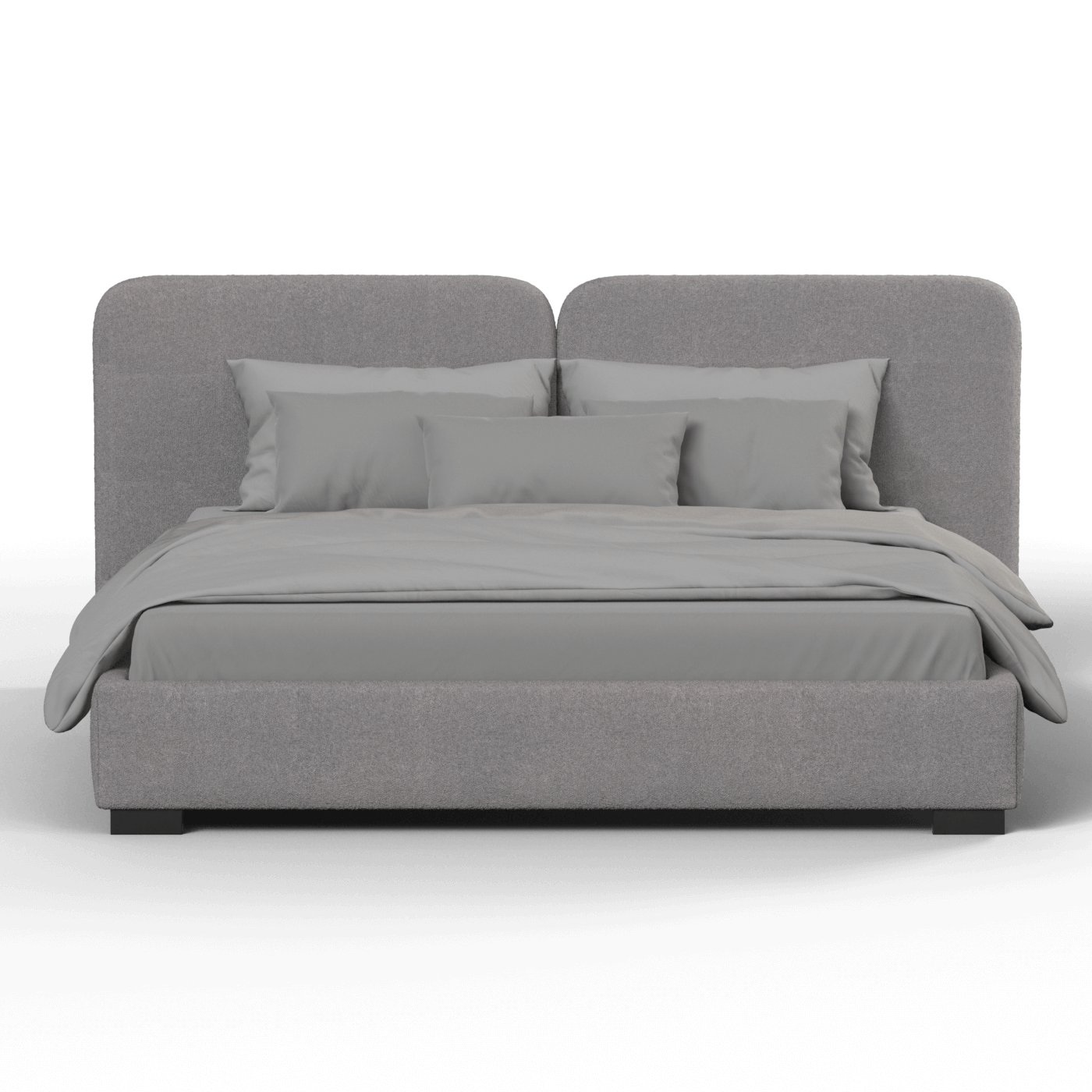 Lit double rembourré Chloé en tissu tissé doux