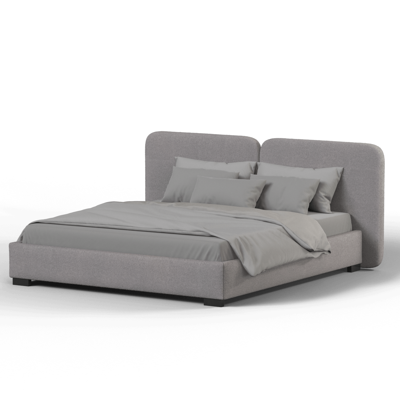 Lit double rembourré Chloé en tissu tissé doux