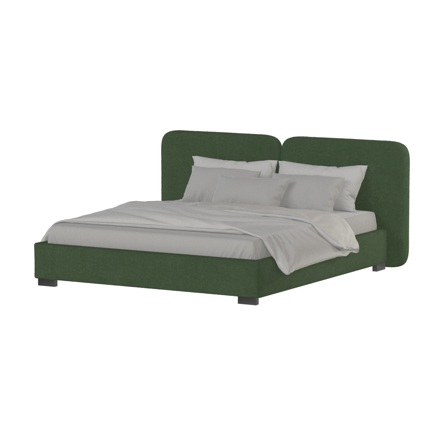 Lit double rembourré Chloé en tissu tissé doux