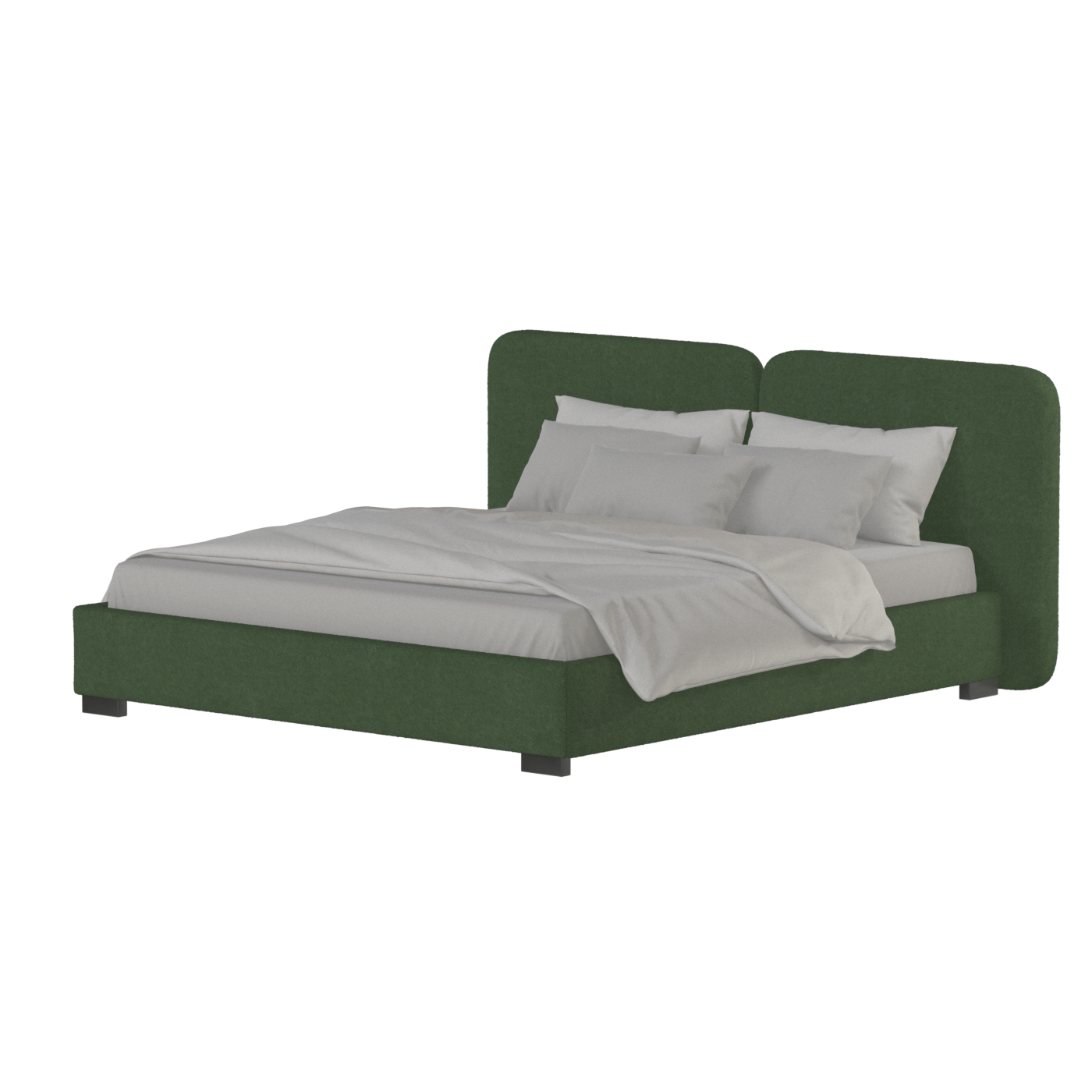 Lit double rembourré Chloé en tissu tissé doux