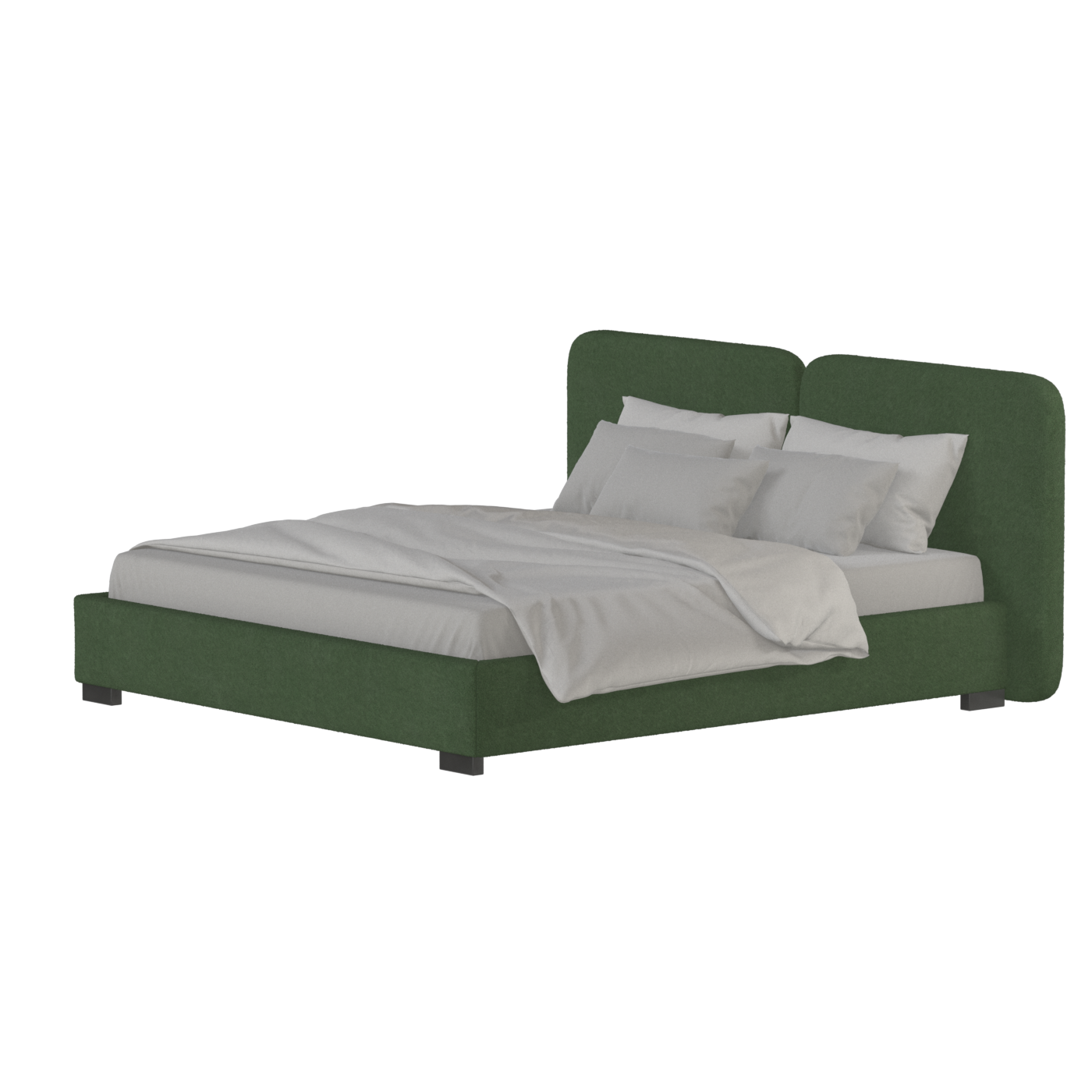 Lit double rembourré Chloé en tissu tissé doux