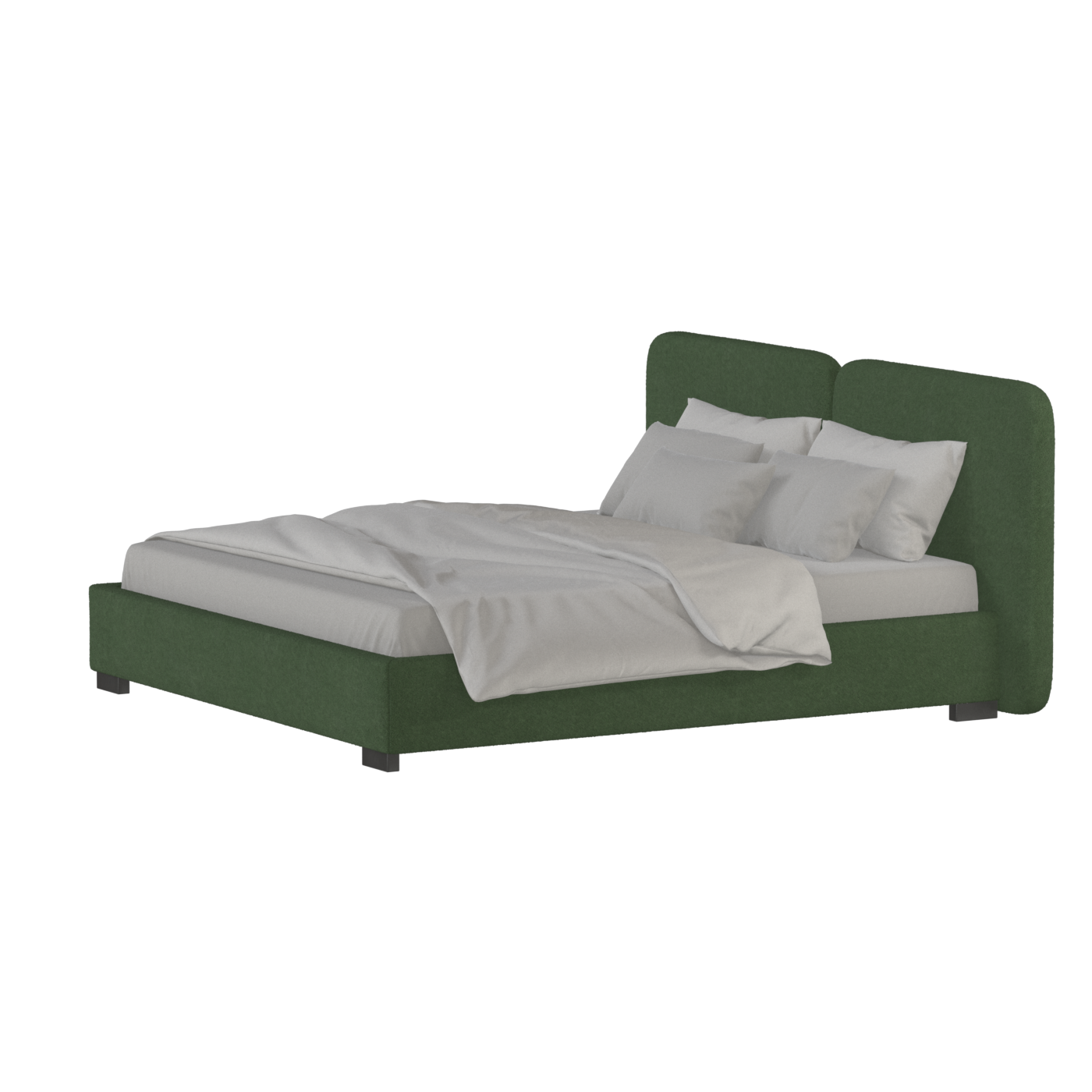 Lit double rembourré Chloé en tissu tissé doux