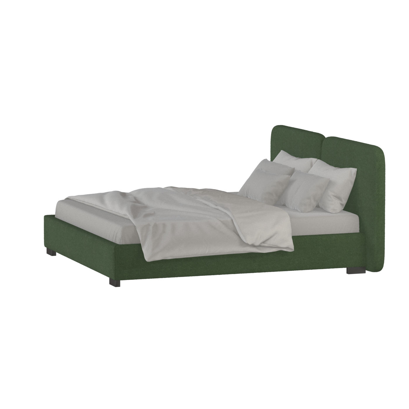 Lit double rembourré Chloé en tissu tissé doux