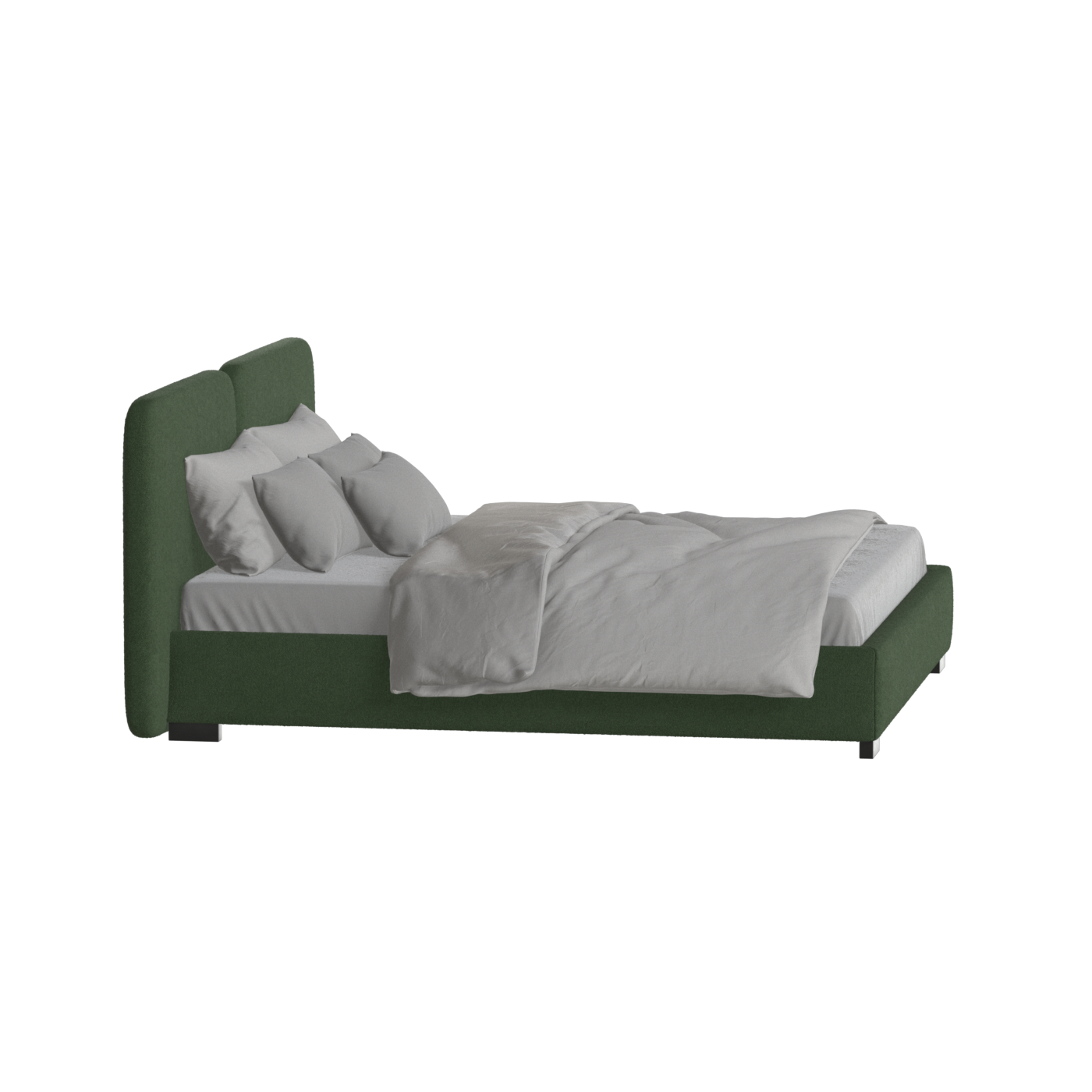 Lit double rembourré Chloé en tissu tissé doux