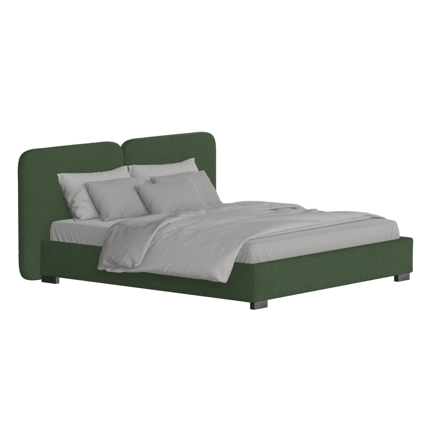 Lit double rembourré Chloé en tissu tissé doux