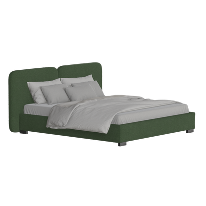 Lit double rembourré Chloé en tissu tissé doux