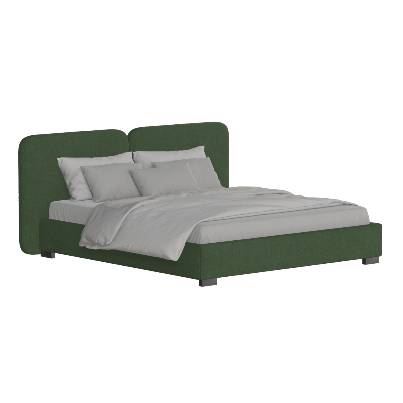 Lit double rembourré Chloé en tissu tissé doux