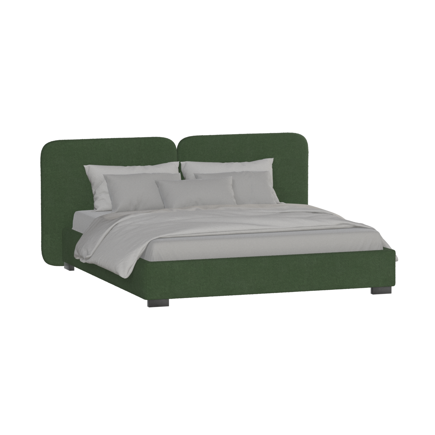 Lit double rembourré Chloé en tissu tissé doux