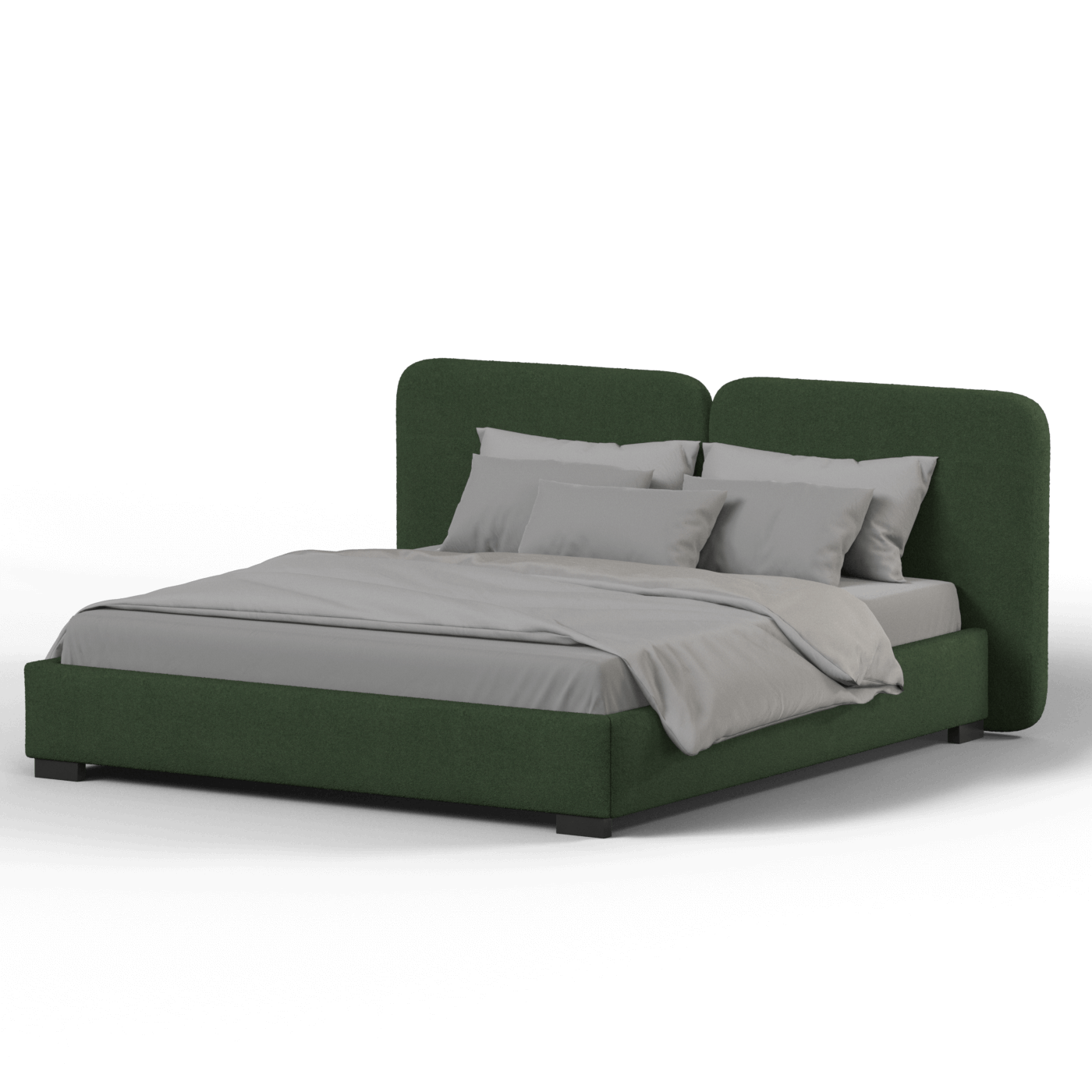 Lit double rembourré Chloé en tissu tissé doux