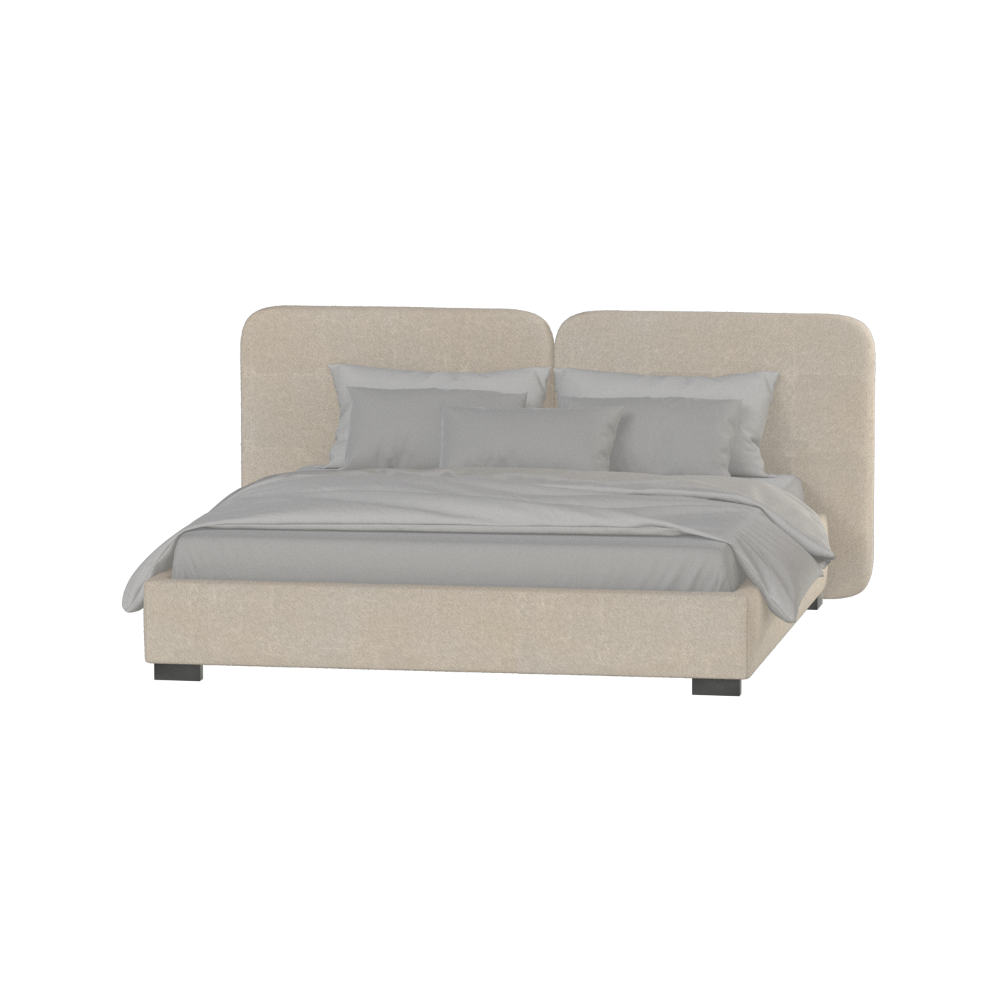 Lit double rembourré Chloé en tissu tissé doux