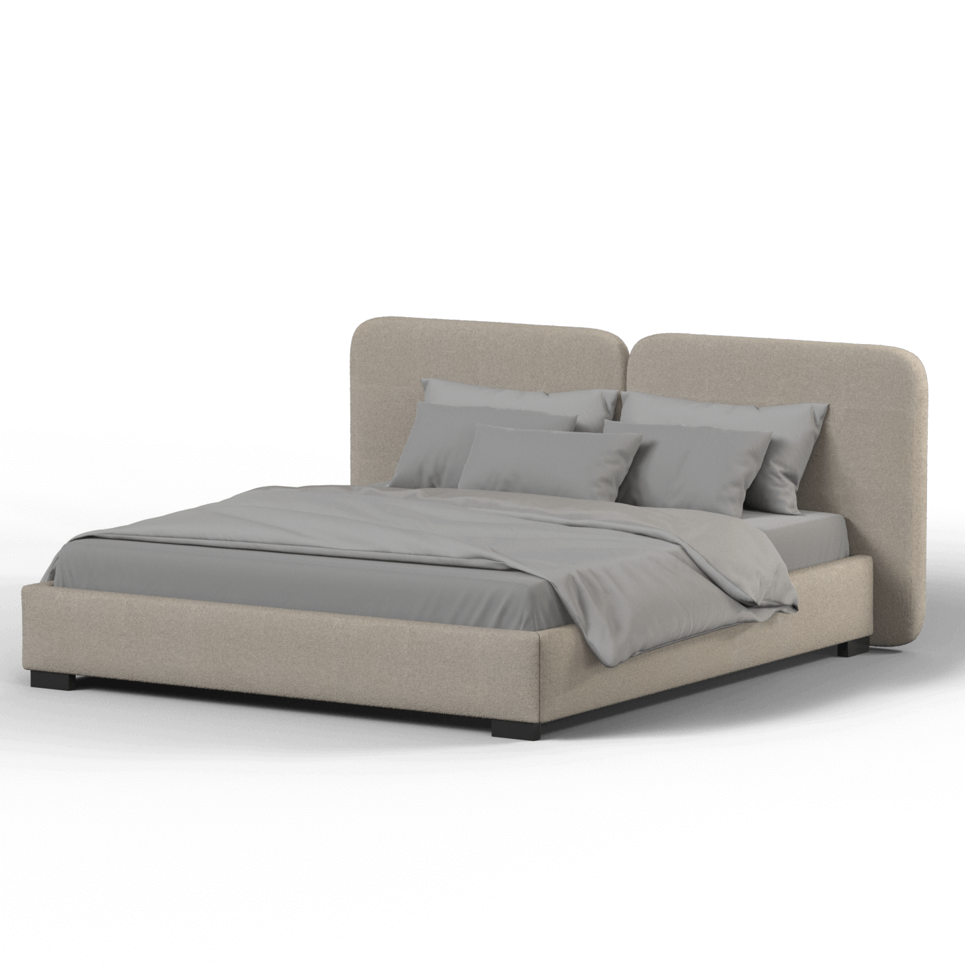 Chloe Upholstered Double Bed in Soft Woven Fabric