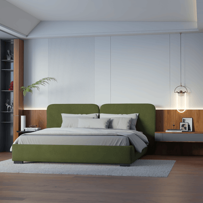 Chloe Upholstered Double Bed in Soft Woven Fabric