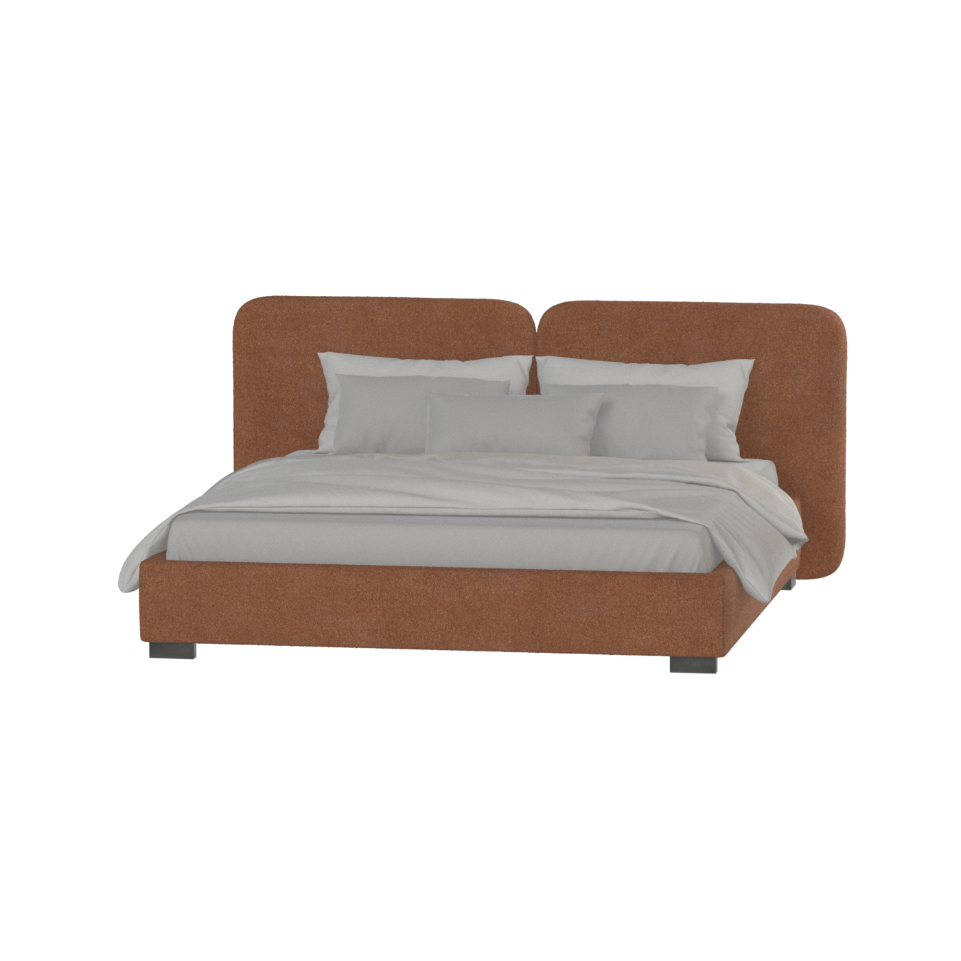 Lit double rembourré Chloé en tissu tissé doux