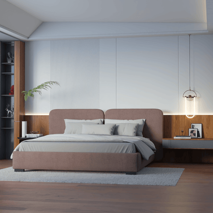 Chloe Upholstered Double Bed in Soft Woven Fabric