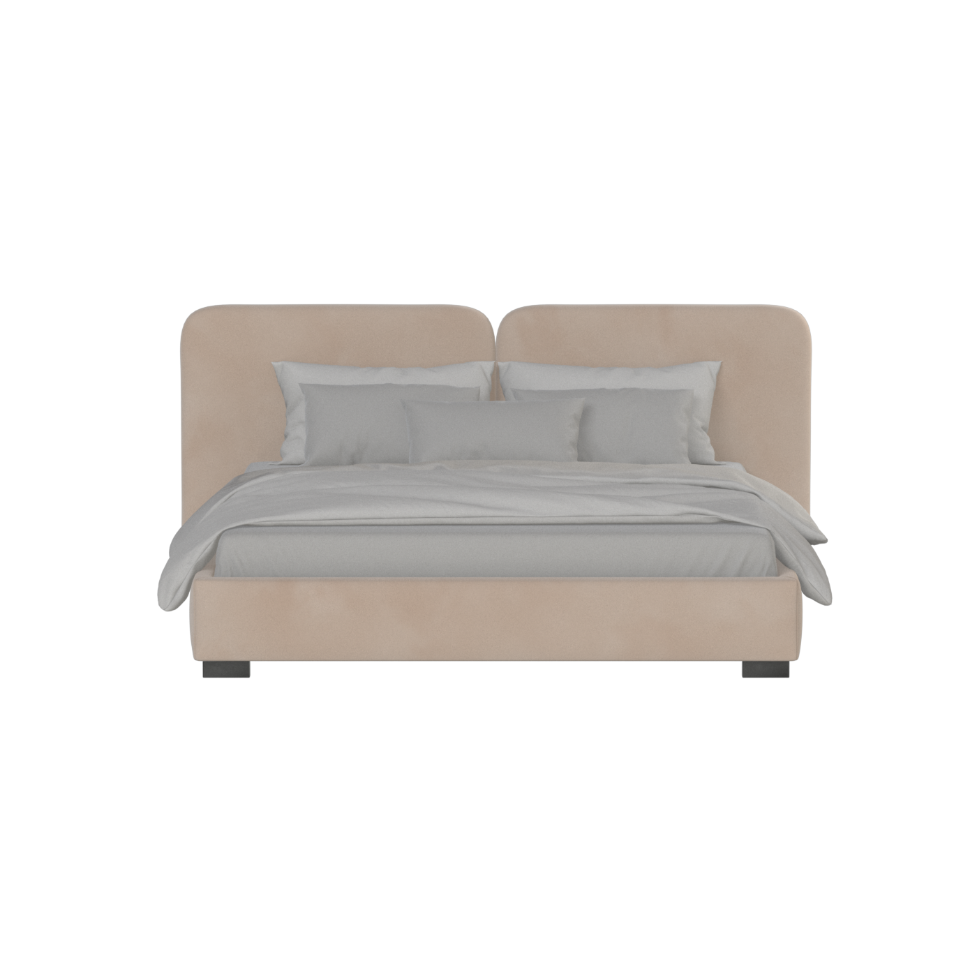 Lit double rembourré Chloé en tissu tissé doux