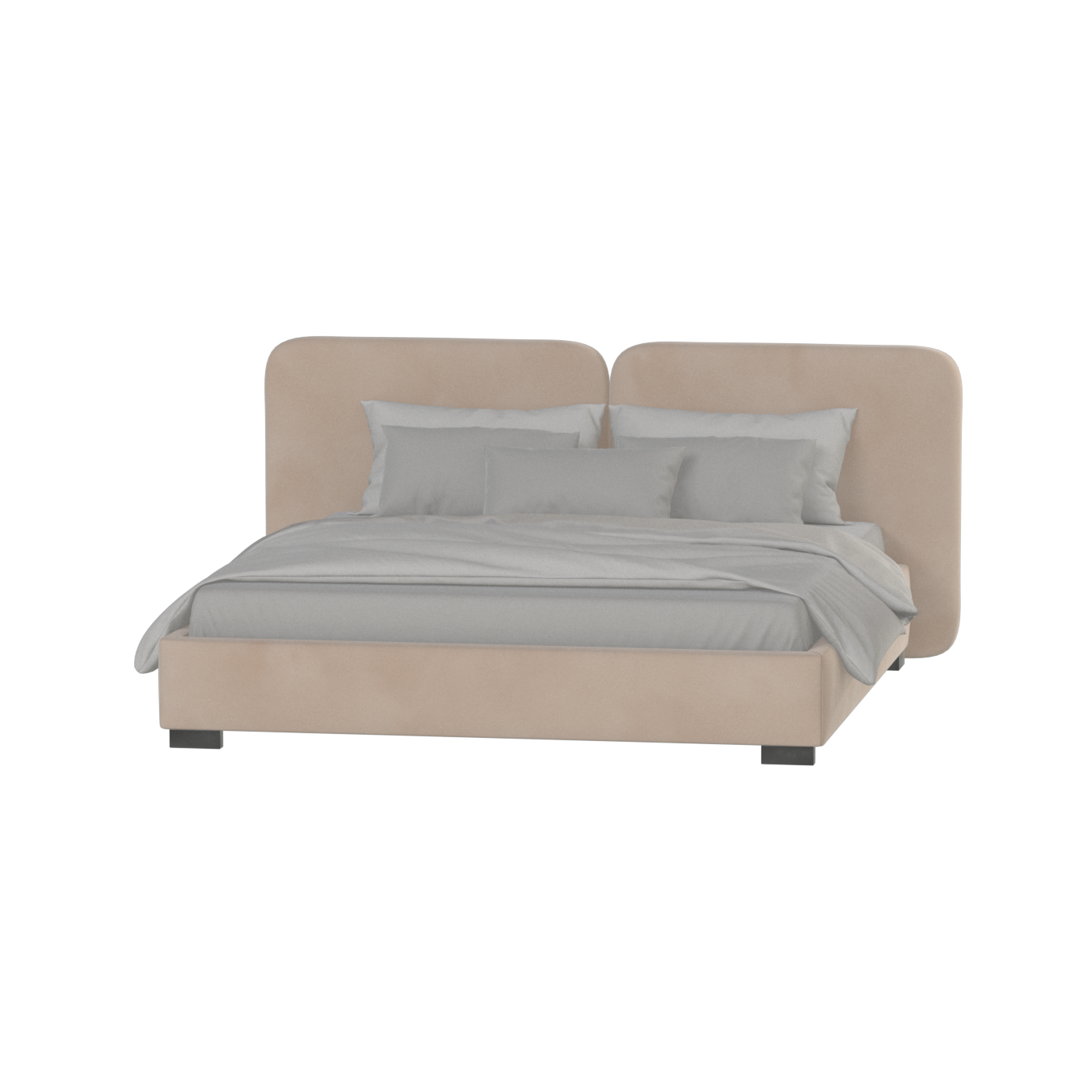 Lit double rembourré Chloé en tissu tissé doux