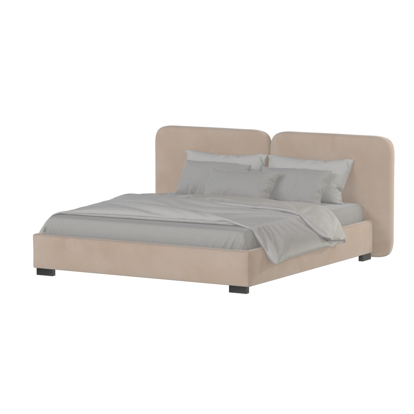 Lit double rembourré Chloé en tissu tissé doux