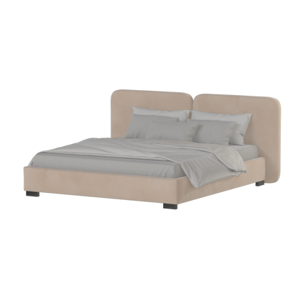 Lit double rembourré Chloé en tissu tissé doux