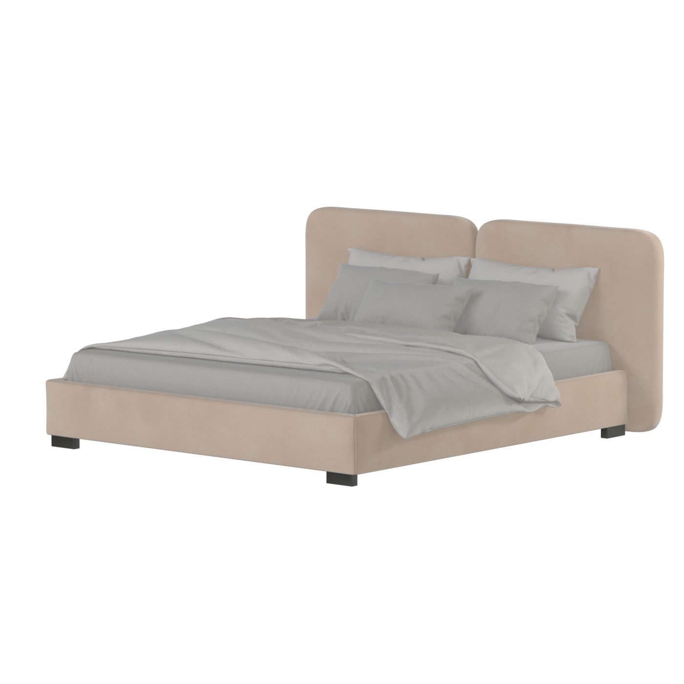 Lit double rembourré Chloé en tissu tissé doux