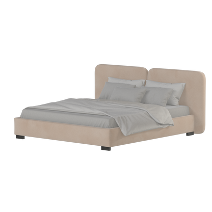 Lit double rembourré Chloé en tissu tissé doux
