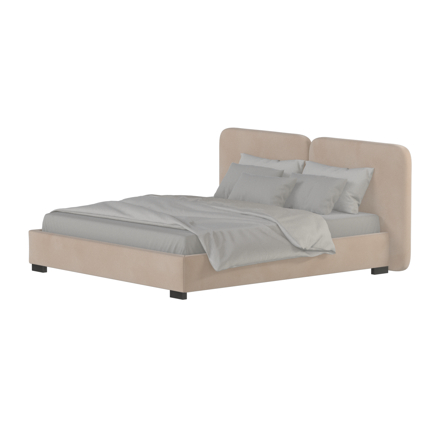 Lit double rembourré Chloé en tissu tissé doux