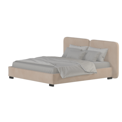 Lit double rembourré Chloé en tissu tissé doux