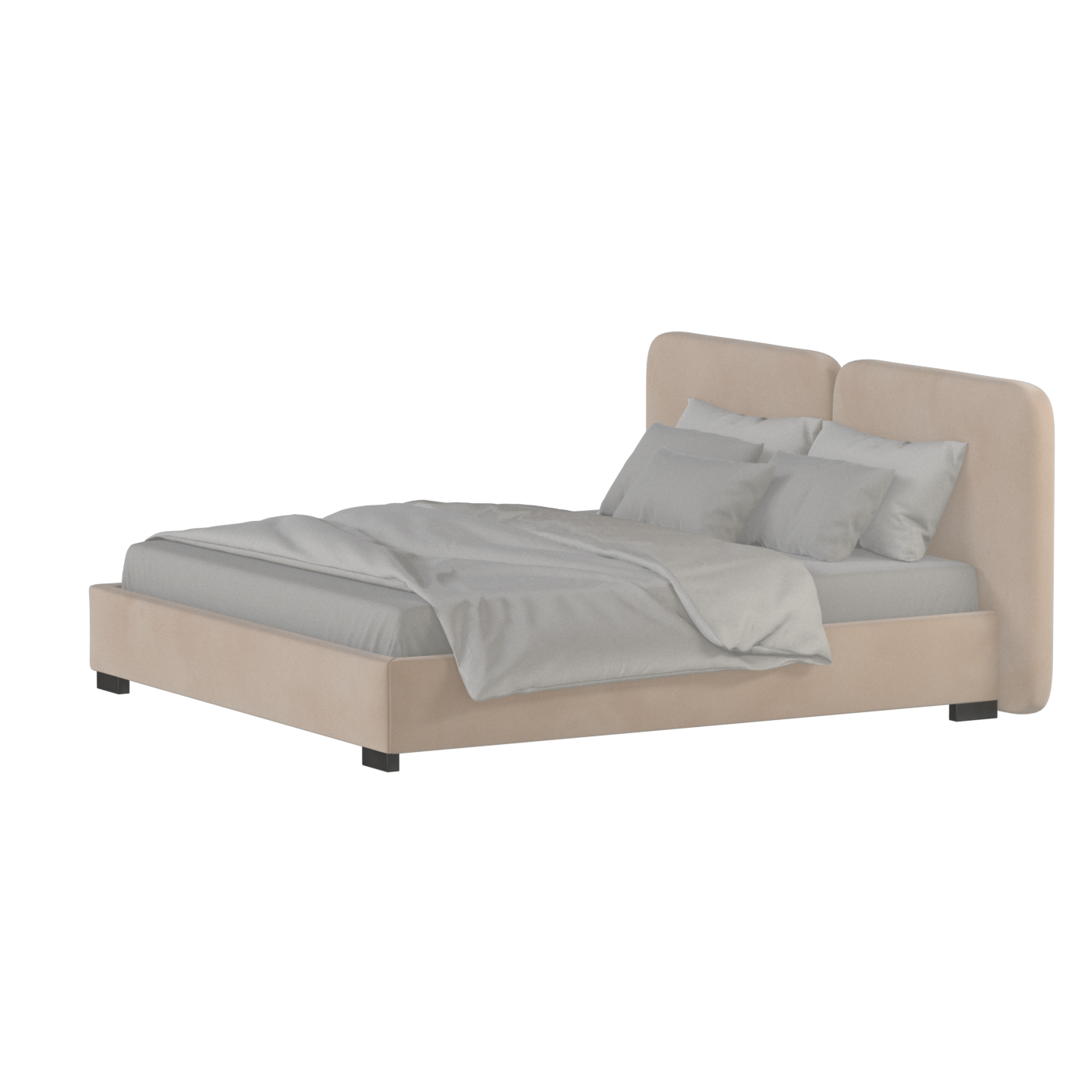 Lit double rembourré Chloé en tissu tissé doux