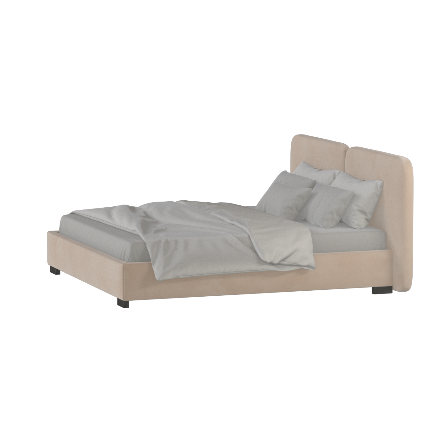Lit double rembourré Chloé en tissu tissé doux