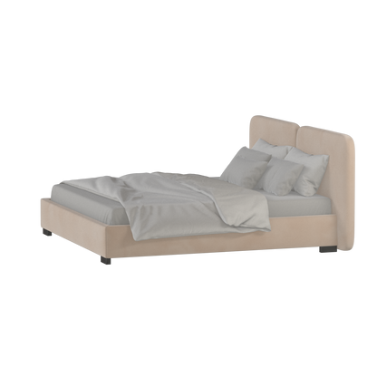 Lit double rembourré Chloé en tissu tissé doux
