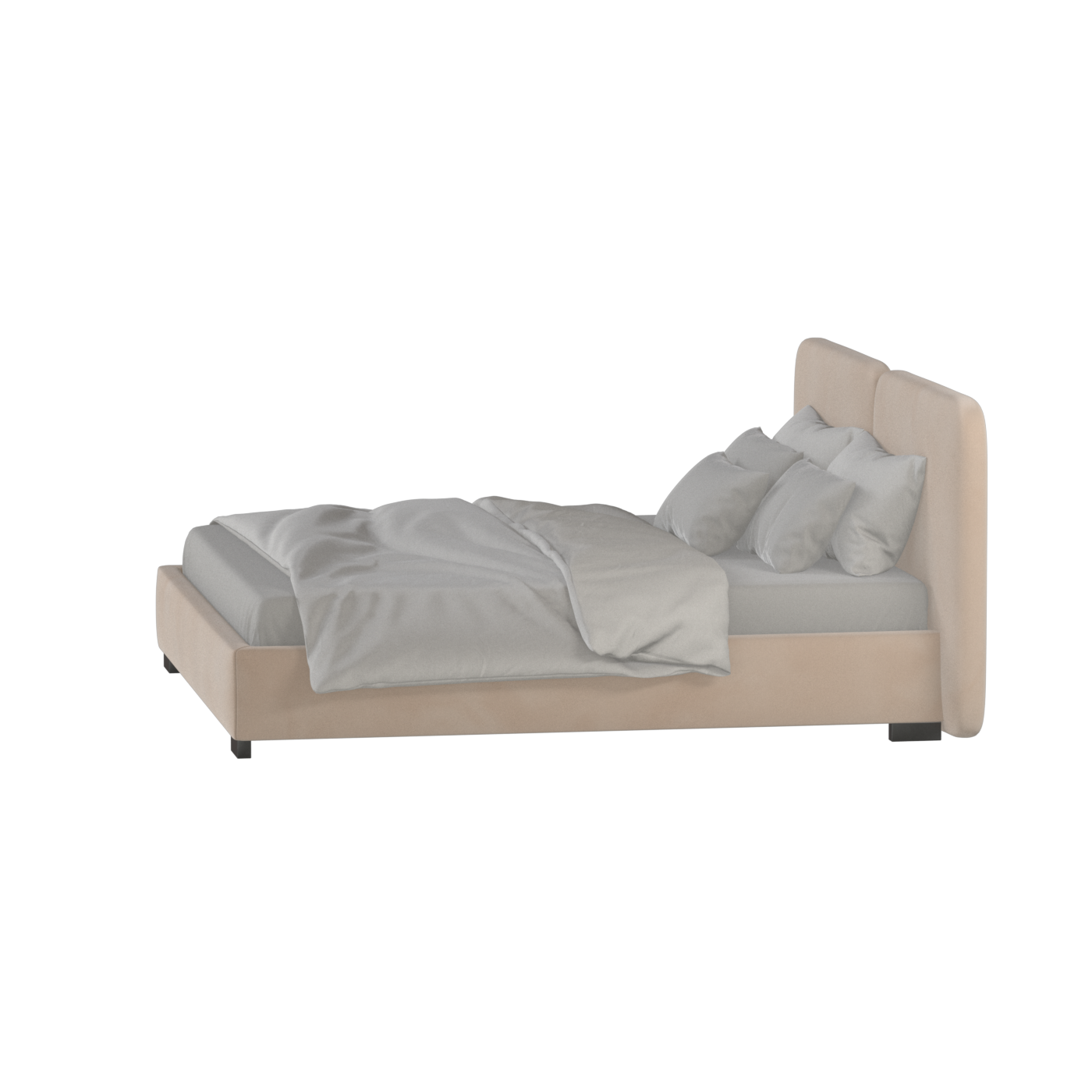 Lit double rembourré Chloé en tissu tissé doux