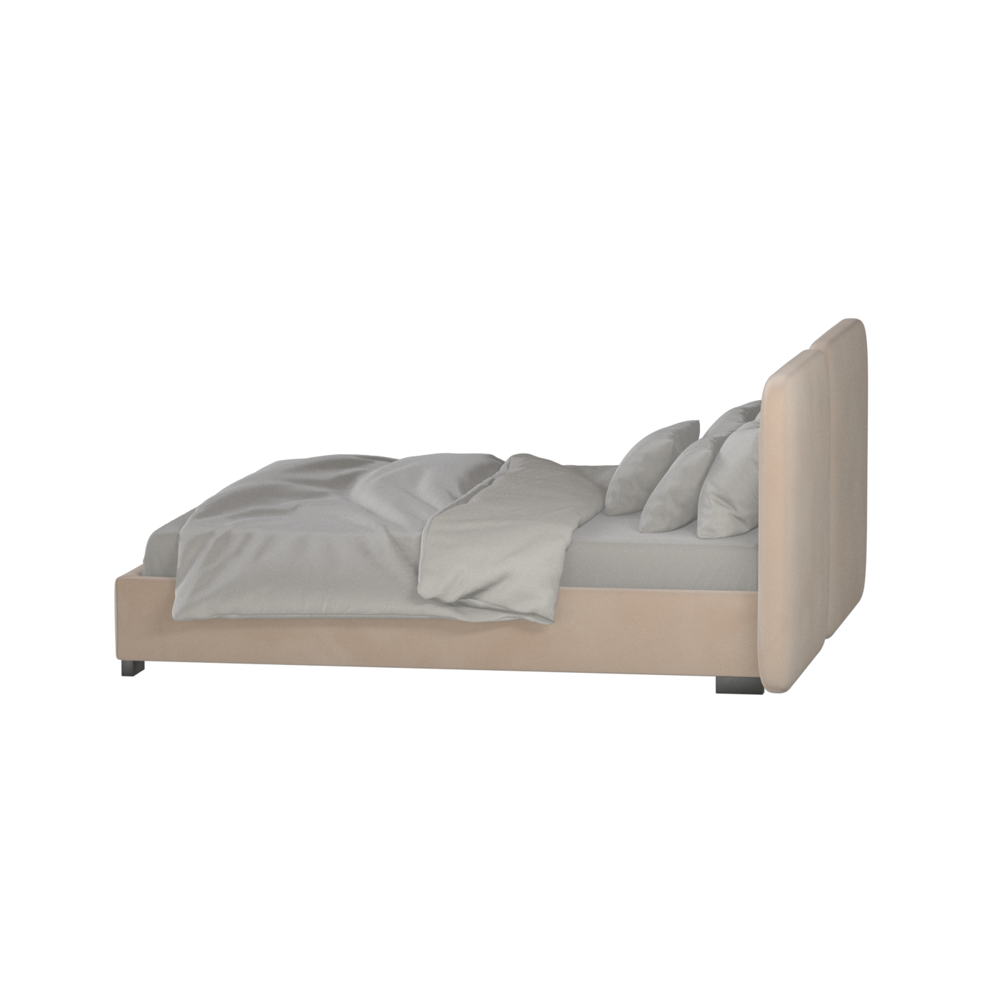 Lit double rembourré Chloé en tissu tissé doux