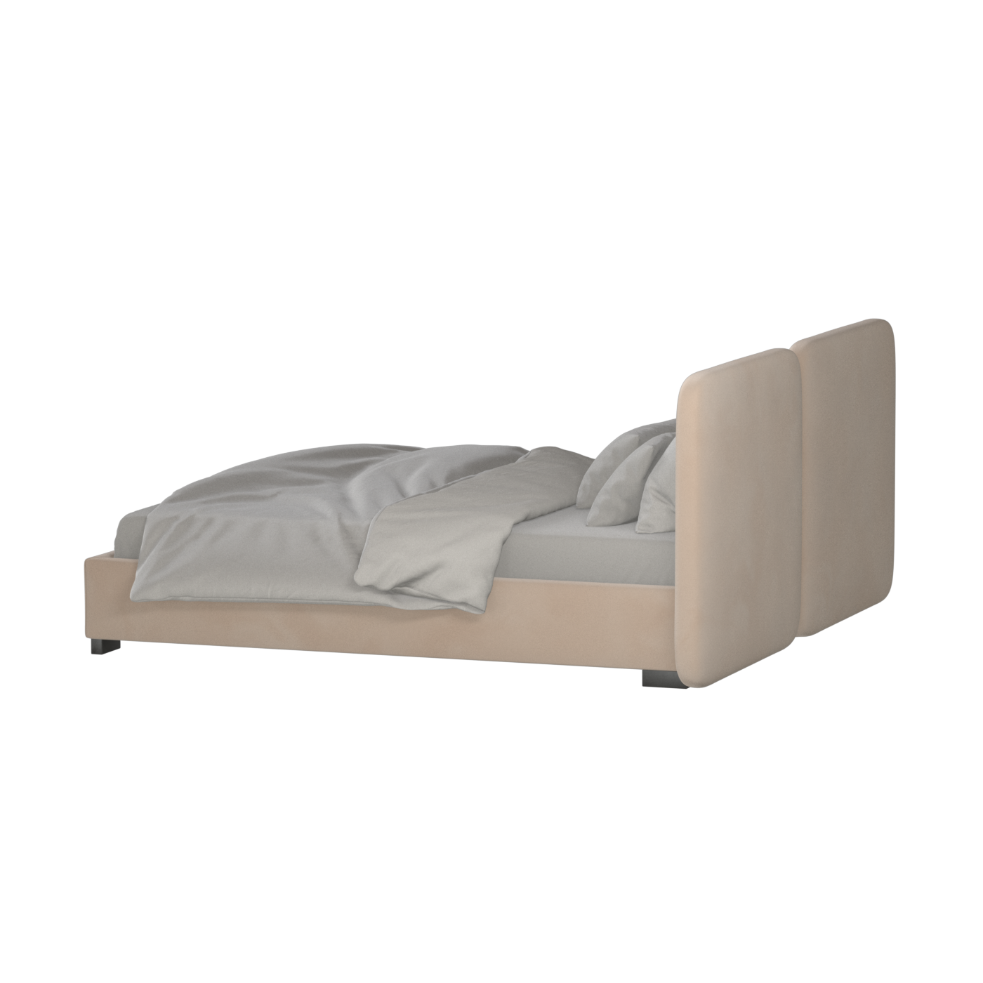 Lit double rembourré Chloé en tissu tissé doux