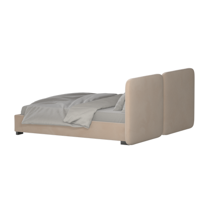 Lit double rembourré Chloé en tissu tissé doux