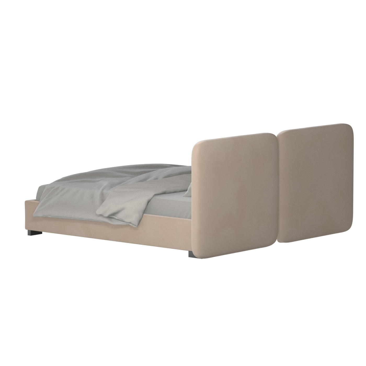Lit double rembourré Chloé en tissu tissé doux