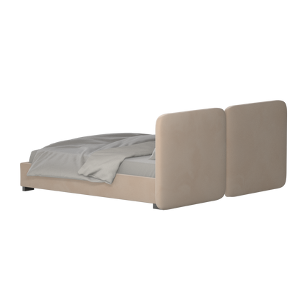 Lit double rembourré Chloé en tissu tissé doux