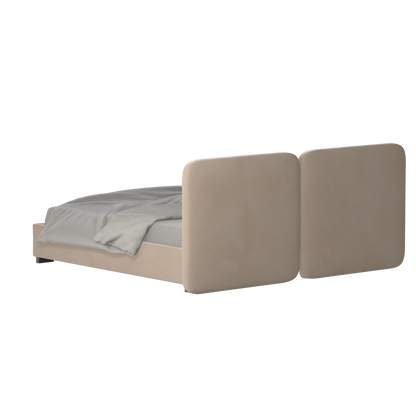 Lit double rembourré Chloé en tissu tissé doux