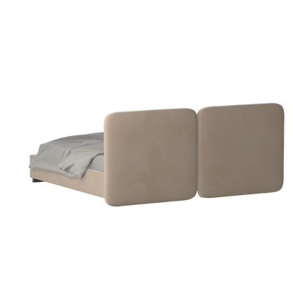 Lit double rembourré Chloé en tissu tissé doux