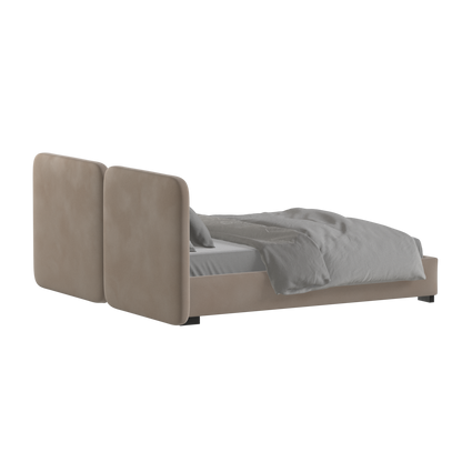 Lit double rembourré Chloé en tissu tissé doux
