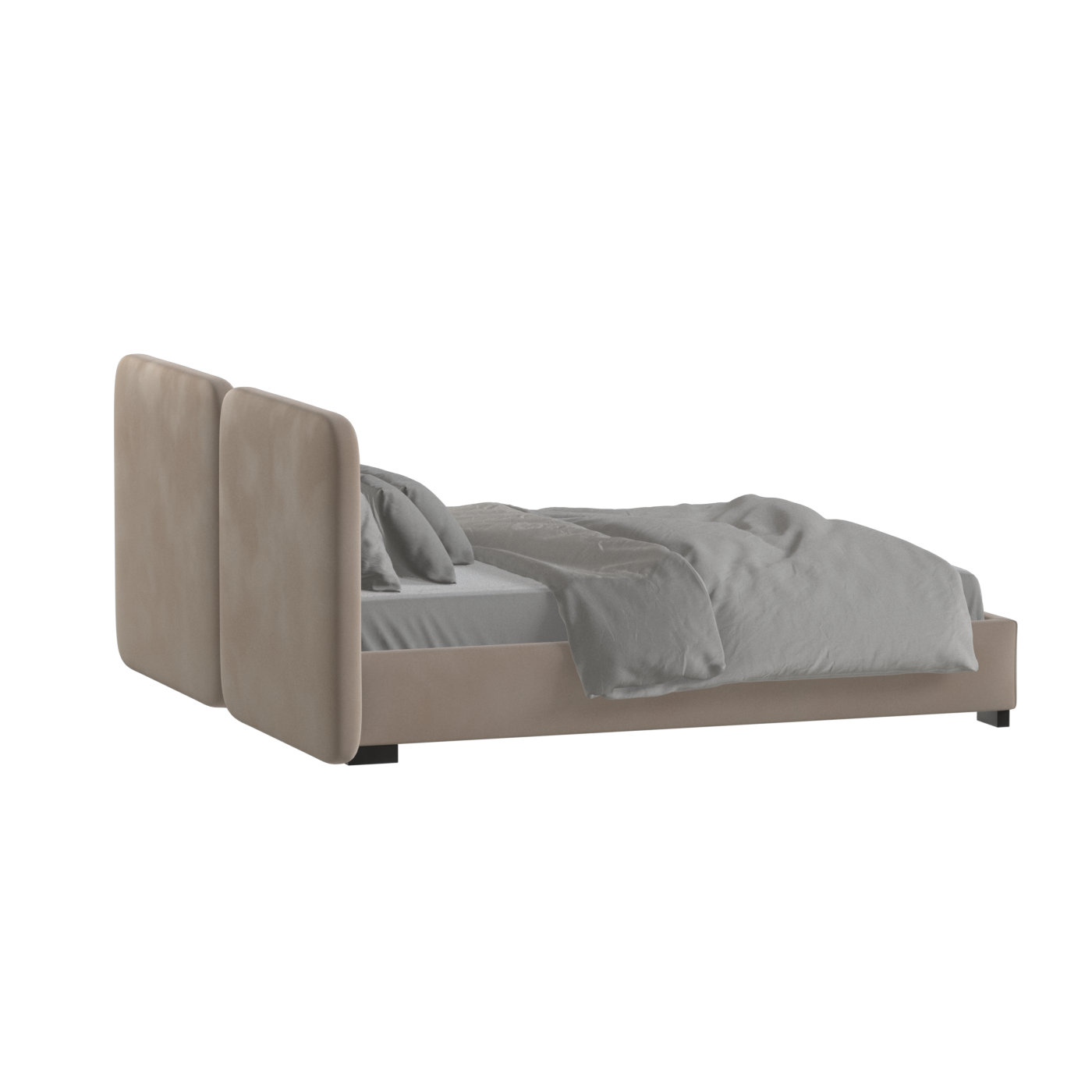 Lit double rembourré Chloé en tissu tissé doux