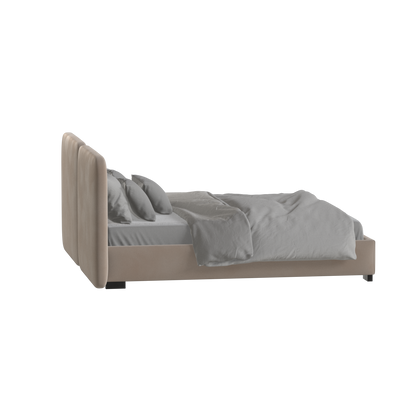 Lit double rembourré Chloé en tissu tissé doux