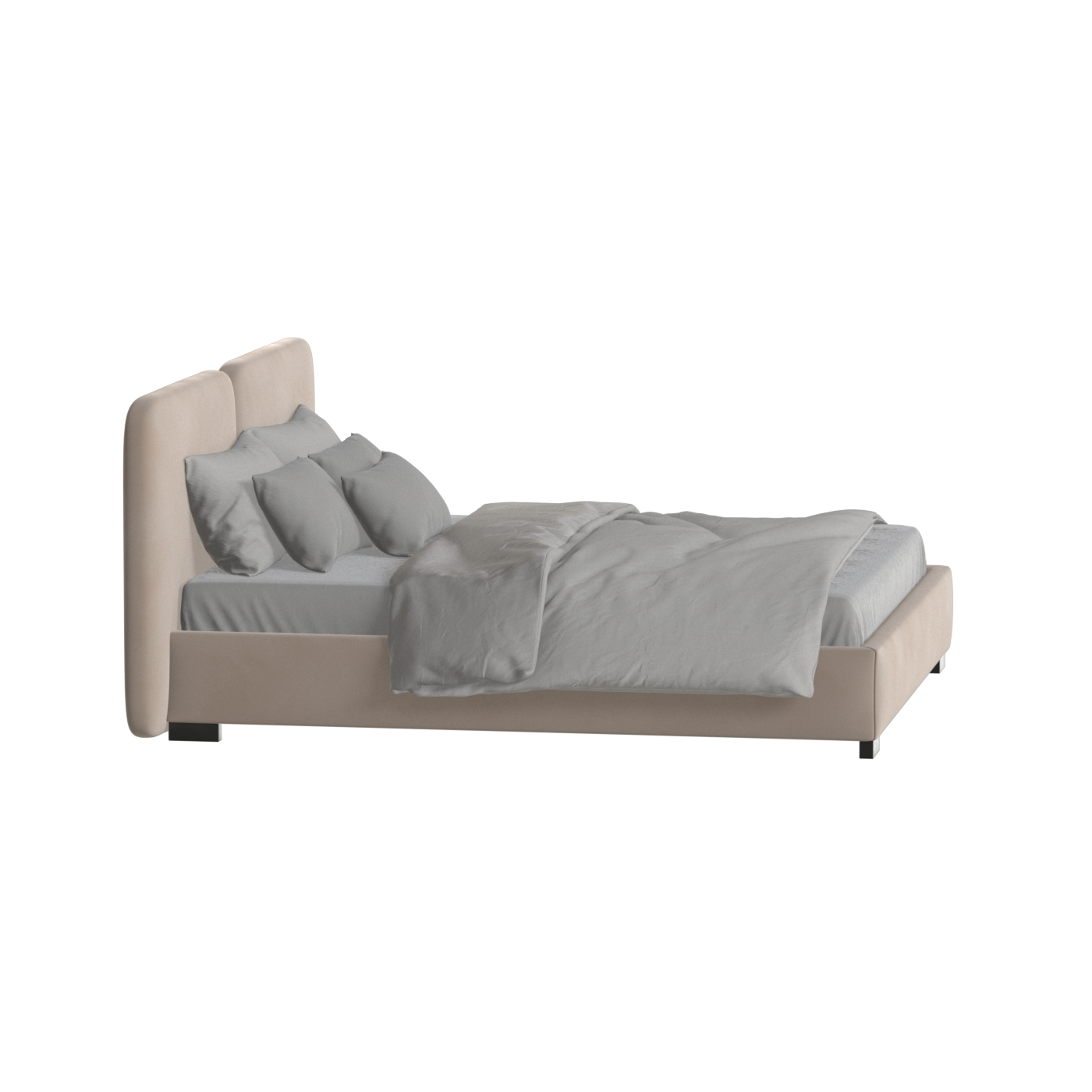 Lit double rembourré Chloé en tissu tissé doux