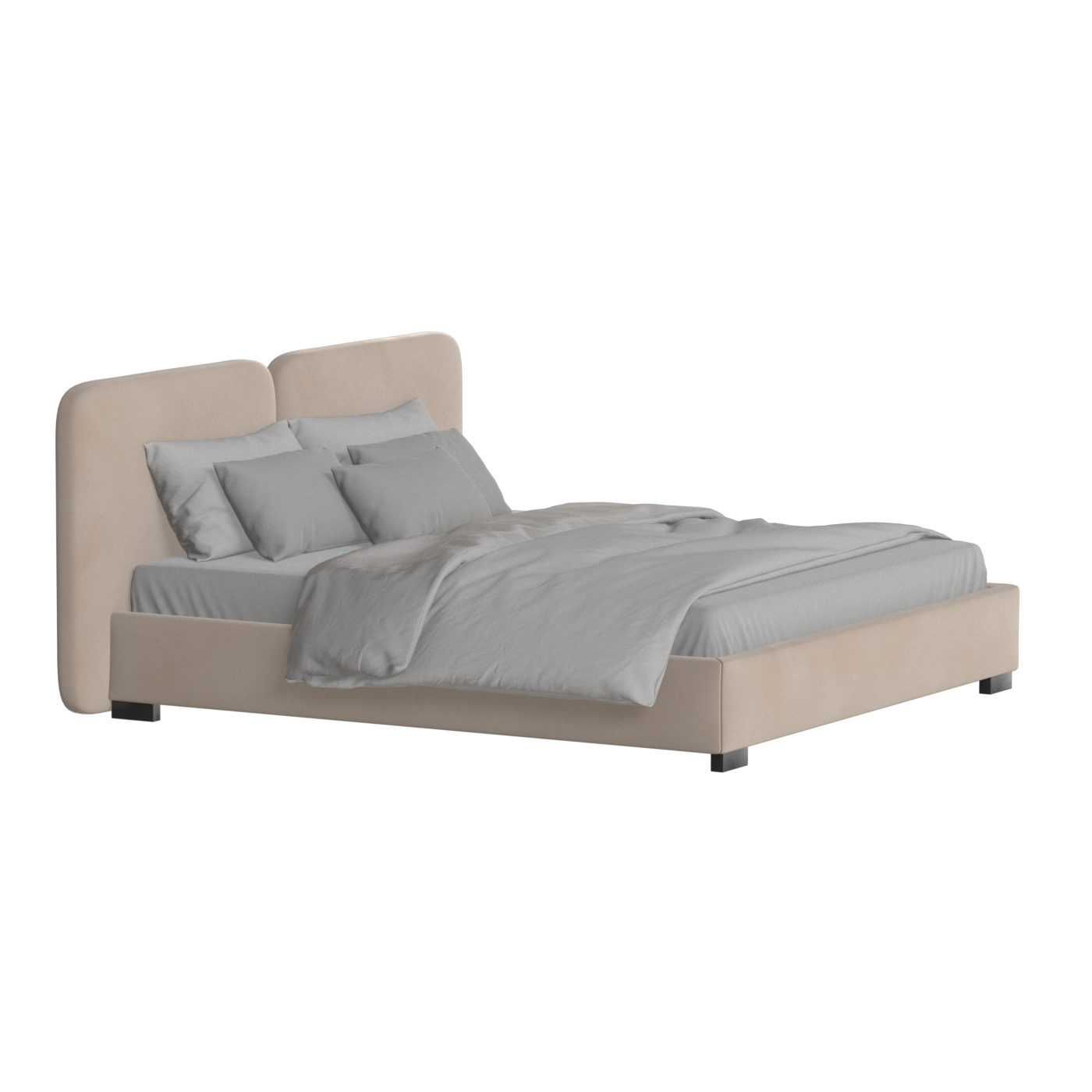Lit double rembourré Chloé en tissu tissé doux