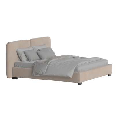Lit double rembourré Chloé en tissu tissé doux