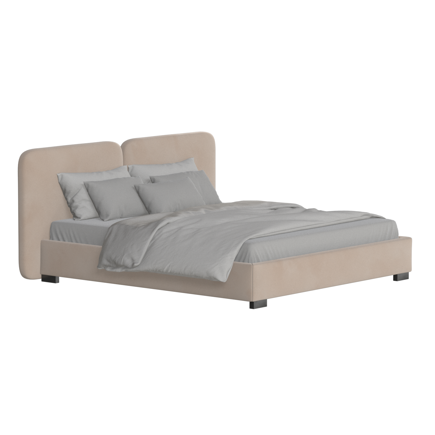 Lit double rembourré Chloé en tissu tissé doux