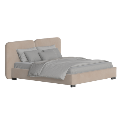 Lit double rembourré Chloé en tissu tissé doux